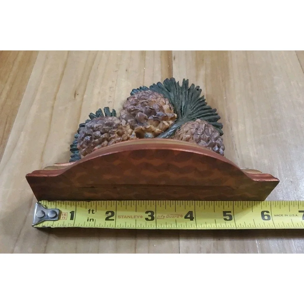 Vintage Pinecone & Needle Wall Sconce Display Shelves Set Woodland Forest Cabin